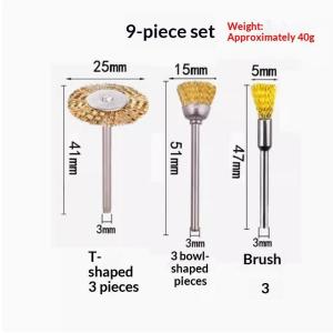 pogyrt 9Pcs Mini Steel Wire Brush Drill Rotary Tool Cleaning Brush Wheel Metal Rust Removal Polishing Disc