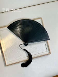 Full Bamboo Mini Folding Fan Vintage Portable Retro Summer Fan Cheongsam Companion Original Bamboo Sky Blue Classical Chinese