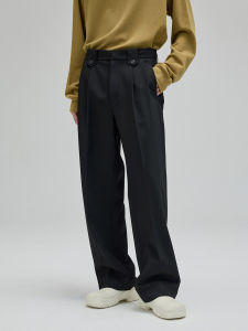 NANS Classic Double Pleat Retro Wide Waist Single Lip Open Pocket Casual Long Pants Straight Leg Youth Fashion Winter Collection