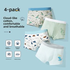 miiow | Pure Cotton Childrens Underwear Boys Boxer Shorts 2024 New Style Primary School Students Teenagers Briefs Comfortable Fit