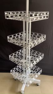 Kệ Xoay 4 Tầng Trưng Bày Sản Phẩm Phụ Kiện Kệ Siêu Thị Chịu Lực Có Bánh Xe Kệ Để Đồ Đa Năng Nhiều Tầng