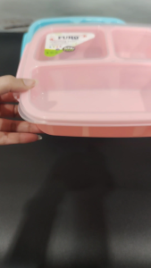 3 pcs FUHO Bento box 4 divider with free spoon and fork #955