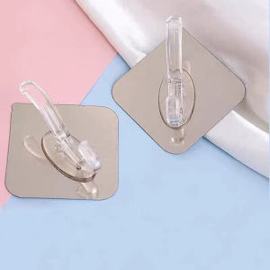 Transparent Wall Hooks Hangers Self Adhesive Door Wall Hangers 6*6cm Kitchen Bathroom Organizer Holder
