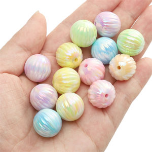 5pcs 16mm Handmade Acrylic Solid Color Smudging Pumpkin Beads Round Loose Spacer Beads For Handmade Bracelet Necklace Earring Keychain DIY Craft Jewelry Making Accessories
