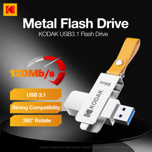 Kodak | Kodak K133 USB 3.1 Flash Drive 64GB 128GB 256GB 512GB Read Speed 120MB/s Metal Body Leather Band USB3.1 Pen Drive for PC & HD-TV