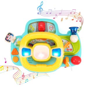Car Steering Wheel Toy for Stroller Simulate Driving Car Traffic Light & Sound for Infant Musical Educational Toy Gifts