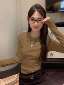 Áo Thun Dài Tay Ôm Vừa Vặn Phong Cách Hàn Quốc Dành Cho Nữ Mùa Thu Đầu Tiên Thiết Kế Ngắn Độc Đáo Áo Lót Cơ Bản INS