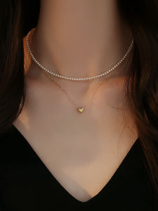 Gold Heart Pendant Necklace New Arrival 2024 Best Selling Sweet Elegance Sterling Silver Clavicle Chain Fancy Accessories