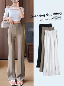 LANGPIN | Slimming High Waist Wide Leg Pants Ice Silk Loose Thin Style Versatile Suit Pants Womens Fashion Summer 2024 Wide Leg Trousers