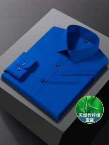 Paul Jones Spring 2025 Mens Long Sleeve Fleece Lined Formal Shirt Wedding Suit Non-iron White Shirt Engagement Business Casual