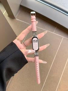 Uhada Fashion Pink Leather Bracelet for Xiaomi Band 8 NFC Replacement Strap Womens Style New Autumn Winter Model 10