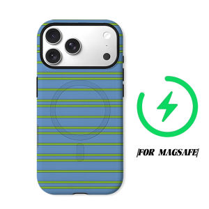 Blue Green Horizontal Stripes Phone Case for iPhone 18 17 16 15 14 13 12 11 Air Pro Max Plus Double-layer Cover