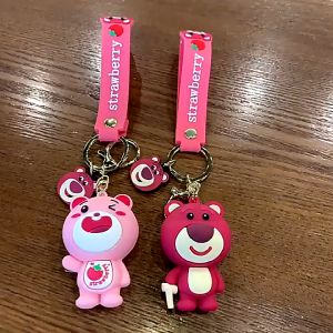 Móc khóa trang trí hình Gấu dâu Lotso silicon dễ thương - phụ kiện túi xách balo gấu hồng