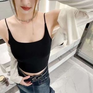 Tagkita ชุดชั้นในแบบเกาะอกผ้าไหม Modal ไวนิลแบบบางรัดรูปสำหรับผู้หญิงในฤดูใบไม้ผลิ 2024 ทรงเข้ารูป แขนกุด คอกลม