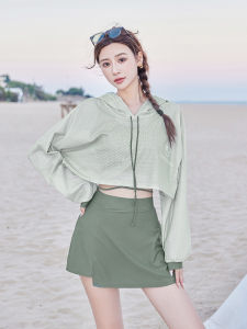 Womens Three-Piece Swimsuit Conservative Summer Style 2024 Slimming Effect Sun Protection Separate Swimwear Casual Sportswear