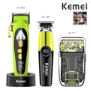Kemei Original Hair Clipper Kit Professional Hairไฟฟ้าTrimmerตัดผมเครื่องโกนหนวดแบบชาร์จไฟได้สําหรับชายKM-2035 KM-2281 KM-TX7