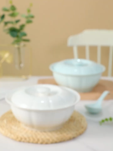 Snug Ceramic Material Soup Bowl With Lid Pumpkin Design Large Soup Bowl Large Capacity