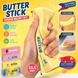PH (Philippines Stock)Squishy Elastic Butter Stick Fidget Toy Cheese Shape Stress Relief Game Funny Decompression Prank Squeeze Toy for Anxiety Relief