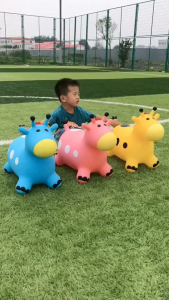 Jumping Horse ride on inflatable kids toy pvc blue pink yellow animal sport pumper patung kuda mainan lompat kanak kanak