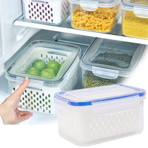 🔥Ready Stock🔥Refrigerator Storage Box Fridge Organizer Fresh Vegetable Fruit Boxes Drain Basket Storage Containers Pantry Kitchen Organizer