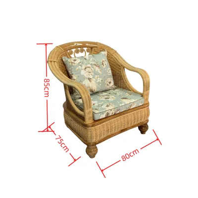 Natural Rattan Sofa Set of 5 Living Room Vintage Bamboo Furniture Three-Seater Sofa And Chairs from Foshan Guangdong