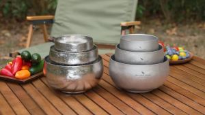 Boundless Voyage | Boundless Voyage Double Walled Titanium Bowl Oatmeal Rice Soup Reusable Bowl for Outdoor Hiking Backpacking Picnic Home