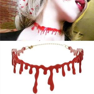 Halloween Goth Blood Dripping Choker for Women Girls Rubber Punk Charms Necklace Jewelry 90s Style Cosplay Jewelry Friends Gifts