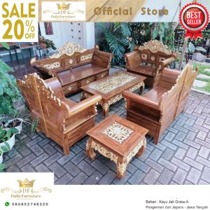 Kursi Tamu Kayu Jati Minimalis Madura Ukir Matahari