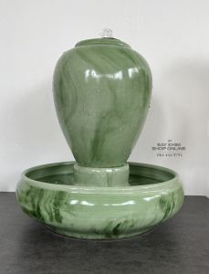 โอ่งน้ำล้นน้ำพุเซรามิค(L)สีเขียวหยก.(สินค้าพร้อมส่ง)