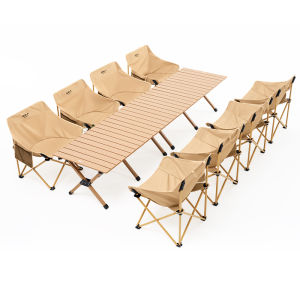 The Primitive | Foldable Camping Table and Chairs Set Portable Picnic Egg Roll Design