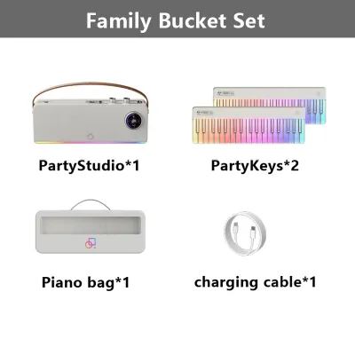 【PopuPiano】PopuMusic Smart Piano Keyboard 59-Key Digital Piano for Beginners Rainbow LED Lights&Free Apps 256 Voices 100+ Auto Chords MIDI SupportPortable Piano Keyboard