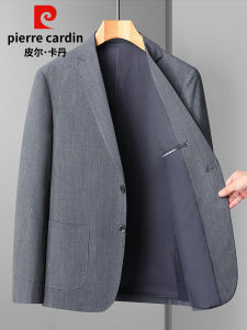 Pierre Cardin Mens Business Casual Suit Jacket Slim Fit Single Piece Spring Autumn Polyester Fiber Long Sleeve round Hem