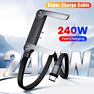 65W/240W PD Fast Charging Type C to Type C Cable USB-C To Type-C Cable With Foldable Stand Phone Holder For iPhone 17 Xiaomi