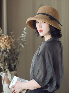 Hepburn Style Đa Năng Mũ Rơm Nữ Mũ Chống Nắng Thời Trang Đi Biển Mùa Hè Chống Nắng Vành Lớn Mũ Người Cá
