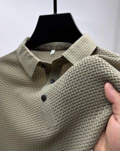 Extra Large Size 150.00kg Mesh Ice Silk Short Sleeve T-shirt Mens Shirt Collar Summer Pure Color Paul Polo Shirt Half Sleeve Tops