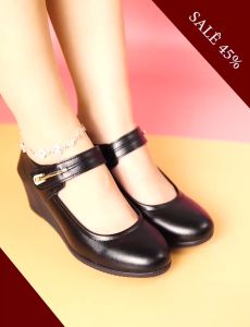 giày nữ trung niên cao 65cm da bò cao cấp đế xuồng sang trọng