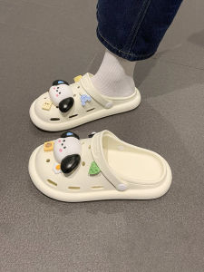 รองเท้าแตะแบบสวมหัวลายการ์ตูนสุนัขน่ารักสำหรับผู้หญิงในช่วงฤดูร้อนปี 2025 รองเท้าแตะแบบสวมหัวสำหรับใส่ในบ้านและกลางแจ้ง ป้องกันการลื่นและกลิ่น