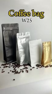 (10ใบ)ซองซิปล็อคซีล8ด้าน ขยายข้างตั้งได้ แบบติดวาล์ว ความจุ 1002505001000กรัม (W25)