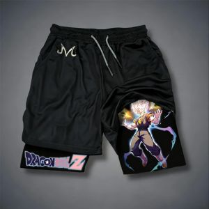 Bandai | Dragon Ball Anime Printed Double-layer Quick Drying Breathable Sports Shorts 2026 Mens and Womens Summer New Boxing Shorts
