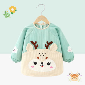 Corduroy Baby Boys Eating Apron Waterproof Dirty Proof Autumn Winter Outerwear Childrens Mealtime Bibs Casual Style Polyester Fiber