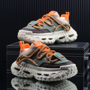 Trendy Mens Shoes 2025 Autumn New Net Breathable Sports Dad Shoes Versatile Thick Bottom Heightening Casual Shoes
