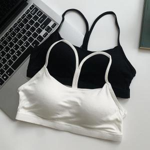 เสื้อกั๊กสายเดี่ยวแบบสวมหัวสำหรับผู้หญิงในช่วงฤดูร้อน ไร้โครง พร้อมแผ่นเสริมหน้าอก โยคะ เสื้อชั้นใน คลุมหน้าอก ดีไซน์หลังสวยงาม