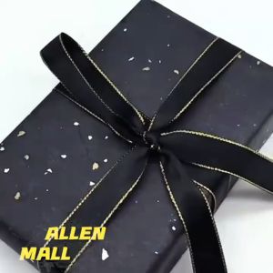 3/4 (2cm) Gold Edge Ribbon Gift Box Packaging Decorative Satin Ribbons Handmade Accessories Decor (25yards/roll)