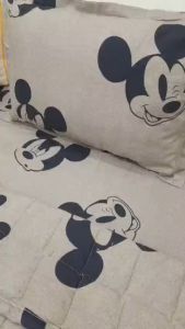 (Siêu đẹp) Trọn Bộ 5 Món Chăn Ga Gối Cotton Poly Hè Thu Hoạ Tiết Sinh Động - Đủ Kích Thước - Thỏ Và HOA Mickey  Gấu dễ thương..
