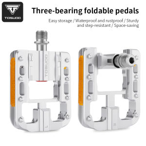 TOSUOD Aluminum Alloy Bicycle Folding Pedals 3 Bearings Universal Reflector Non-Slip Bike Pedals For Mountain Road Cycling Pedal