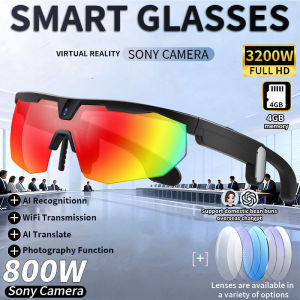 LIGE | LIGE New 8MP Camera Smart Sunglasses 4K Anti-shake Take Photos Video Outdoor Cycling Goggles Open Speaker BT Call Smart Glasses