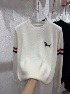 Loose Embroidered Knit Sweater Womens round Neck Winter Fashion Versatile Base Layer Long Sleeve Top plus Size Inner Wear