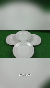 Piring Makan Keramik 1/2 Lusin 10 Inch Ceper List Emas Packing Kayu