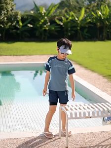 Đồ bơi cho bé trai rời size đại 7-16 tuổi phối màu in chữ hàng vải co giãn tốt kiểu dáng thời trang