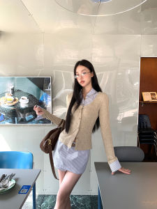 HRG STYLE | Áo Sơ Mi Giả Hai Mảnh Thu Thời Trang Pháp Đẹp Dáng